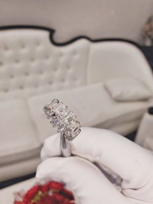 NHẪN ETERNITY MOISSANITE BAGUETTE PHỐI KIM CƯƠNG