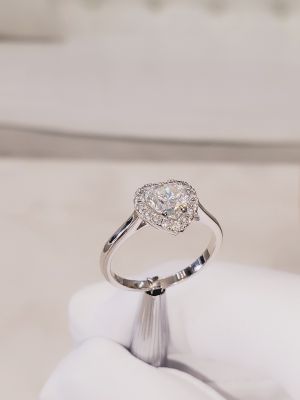 NHẪN HEART HALO 6X6 MOISSANITE