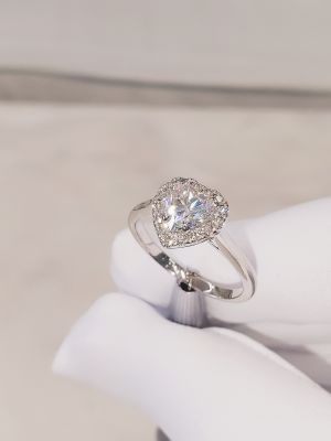 NHẪN HEART HALO 6X6 MOISSANITE