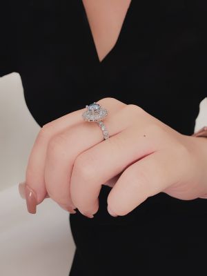 NHẪN VIÊN CHỦ MOISSANITE BLUE 6.5LI