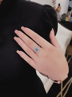 NHẪN VIÊN CHỦ MOISSANITE BLUE 6.5LI