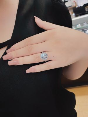 NHẪN HOA HỒNG VIÊN CHỦ MOISSANITE 9LI 