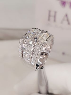 NHẪN NAM LAB DIAMOND PHỐI BAGUATTE