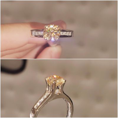 NHẪN CHẤU LÙA VIÊN CHỦ MOISSANITE YELLOW