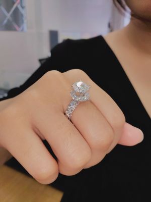 NHẪN MOISSANITE HALO PHỐI KIM CƯƠNG