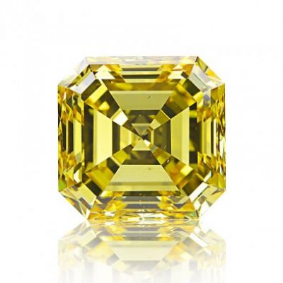 Moissanite Fancy Light Yellow Asscher