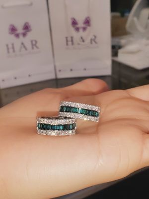 NHẪN MOISSANITE BAGUATTE XANH