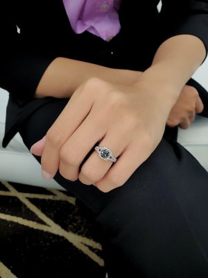 NHẪN MOISSANITE ĐEN VIÊN CHỦ 6.5LI