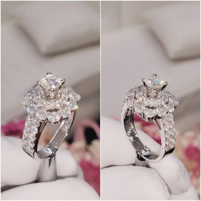 NHẪN HALO VUÔNG VIÊN CHỦ MOISSANITE 5.4LI 105CUT