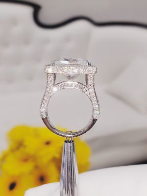 NHẪN HALO VIÊN CHỦ MOISSANITE PRINCESS 11X11MM (7.0CT)