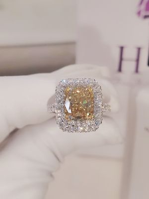 NHẪN CUSHION YELLOW MOISSANITE 