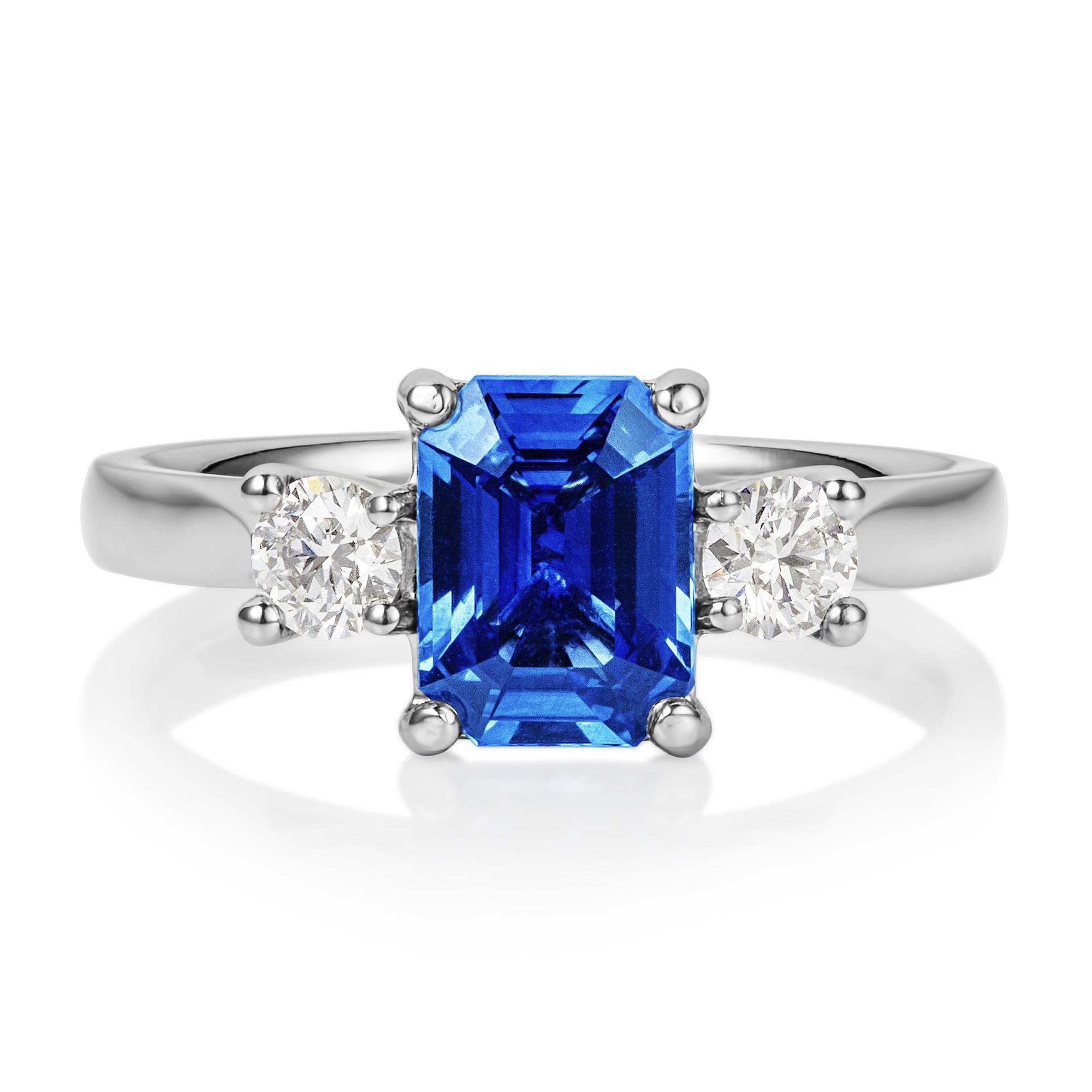 three stone sapphire vs diamond